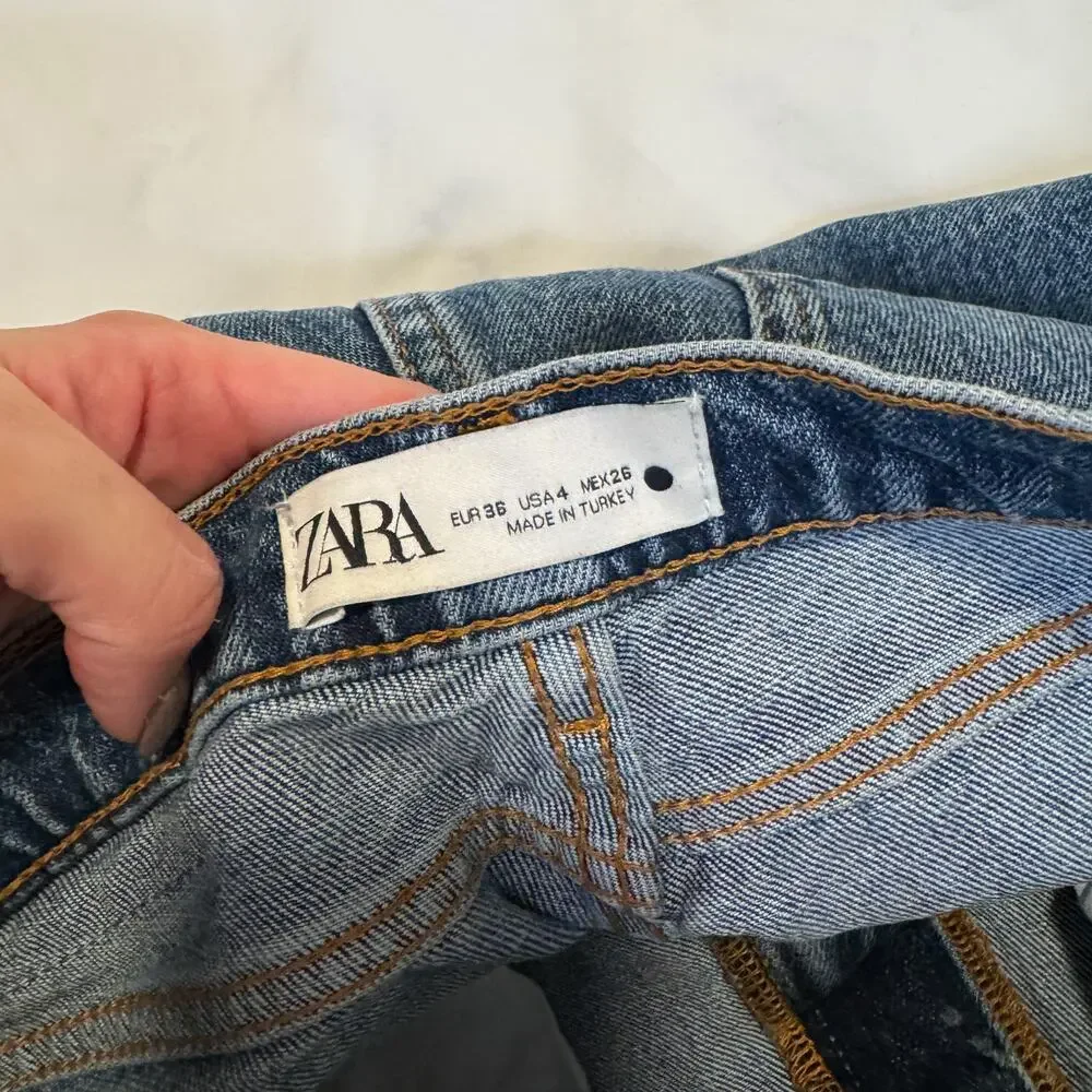 Zara High Rise Straight Leg Crop‎ Jeans